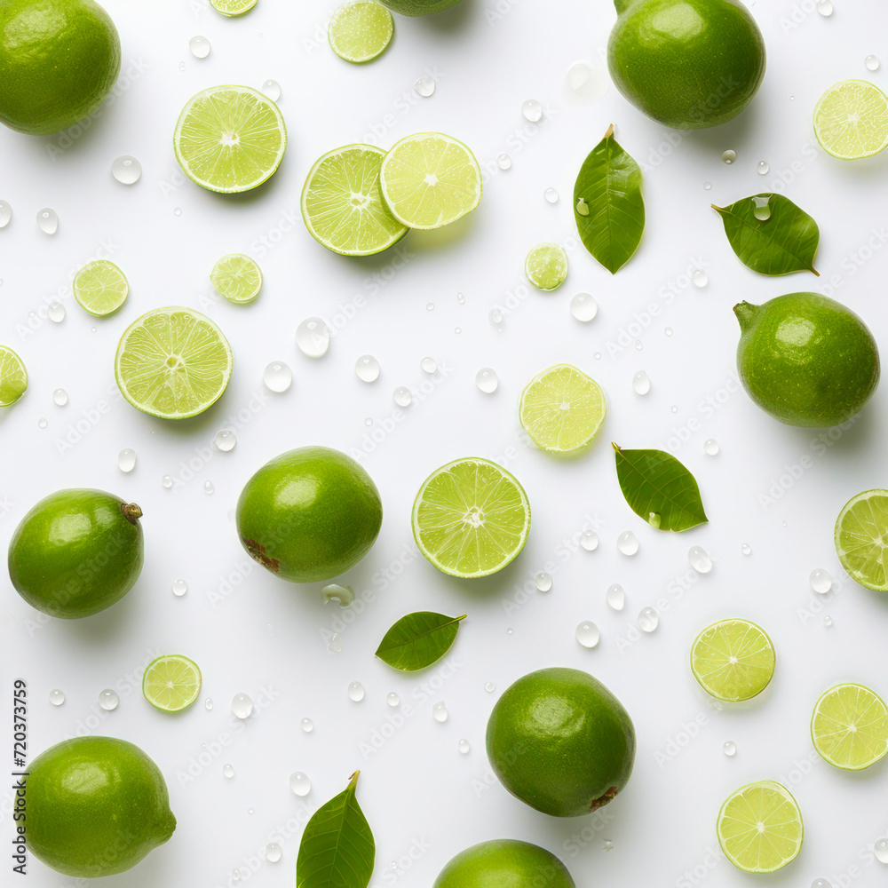 lemon and lime fresh fruits on a white background lemon and lime fresh fruits on a white background