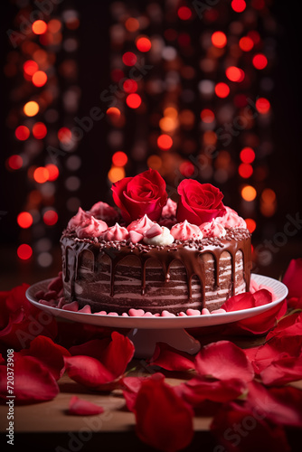 Valentine's Day cake with hearts. Sweets and desserts background
