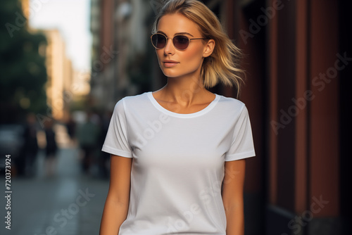 Woman's Blank White T-Shirt Mock-up © Aleksandr