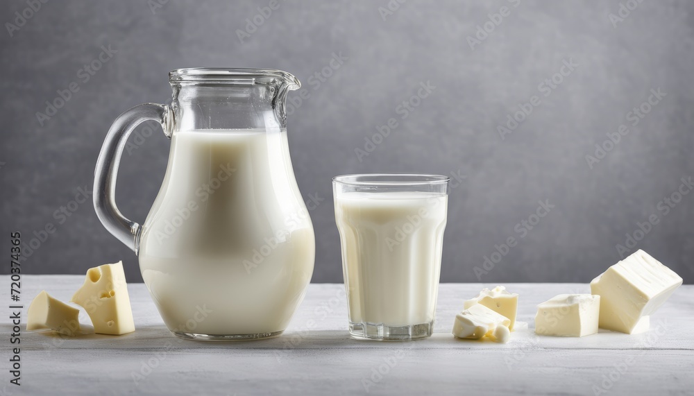 A glass of milk and a block of cheese A glass of milk and a block of cheese