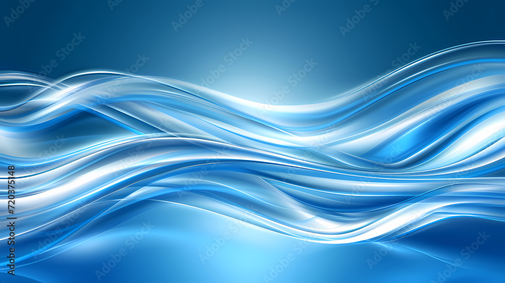 Fototapeta premium Abstract Blue Waves Flowing Gracefully Background Illustration