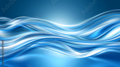 Abstract Blue Waves Flowing Gracefully Background Illustration