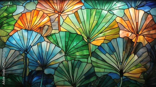 stained glass colorful leaves abstract