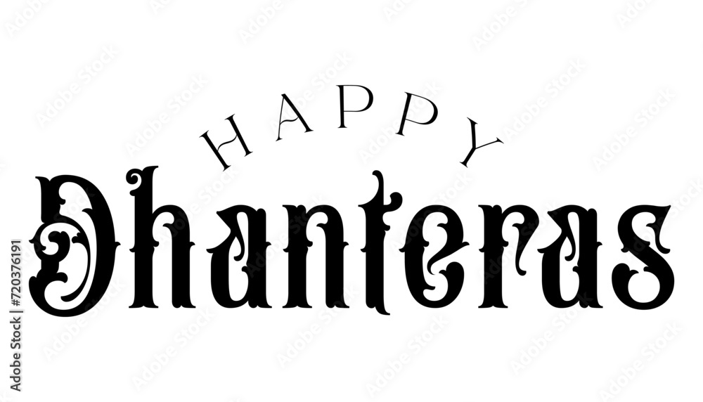 Happy Dhanteras lettering indian festival vector illustration.