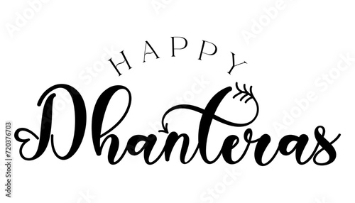 Happy Dhanteras lettering indian festival vector illustration.