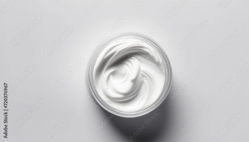 A clear plastic container with a white substance inside A clear plastic container with a white substance inside