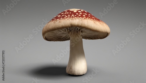 A mushroom with a white stem and red cap