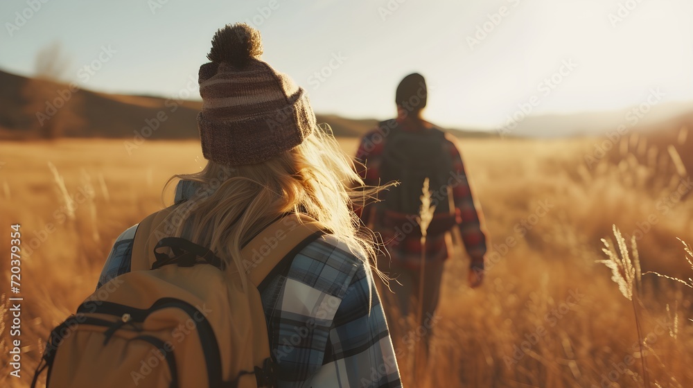 Couple traveler joyful happy in vacation. Natural sun light Couple traveler joyful happy in vacation. Natural sun light