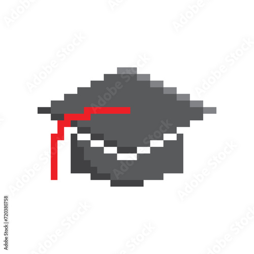  Graduation cap pixel art icon vector 8 bit game  company logo template 