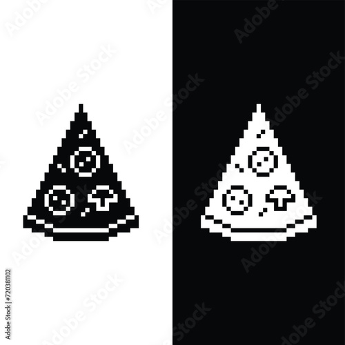 Pixel art pizza icon vector. Fast food icon 8 bit company logo template 