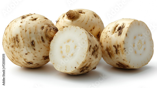 View of Delicious fresh Fruit Jicama on a white background