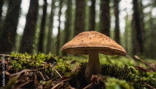 A mushroom growing in a forest