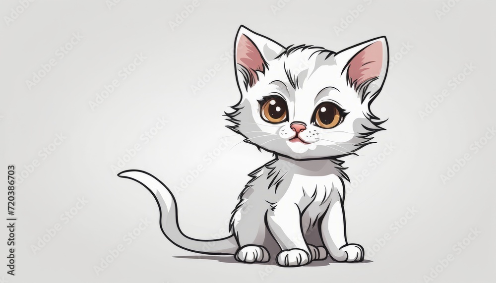 Obraz premium A white kitten with brown eyes and a pink nose