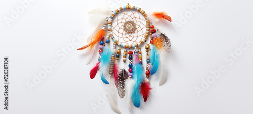 Eclectic white feather dreamcatcher with vibrant beads