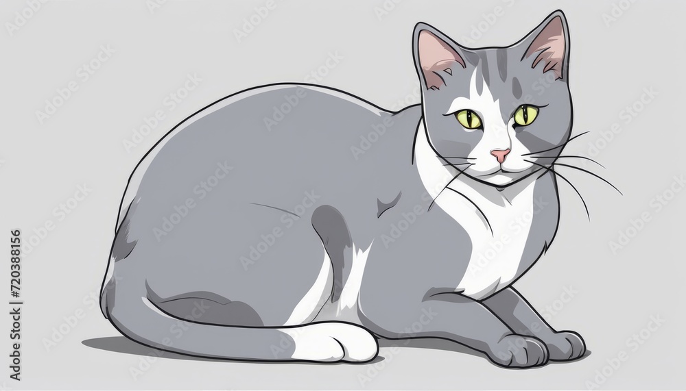 A gray and white cat with green eyes A gray and white cat with green eyes