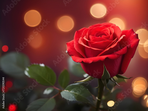 red rose on bokeh effect background 