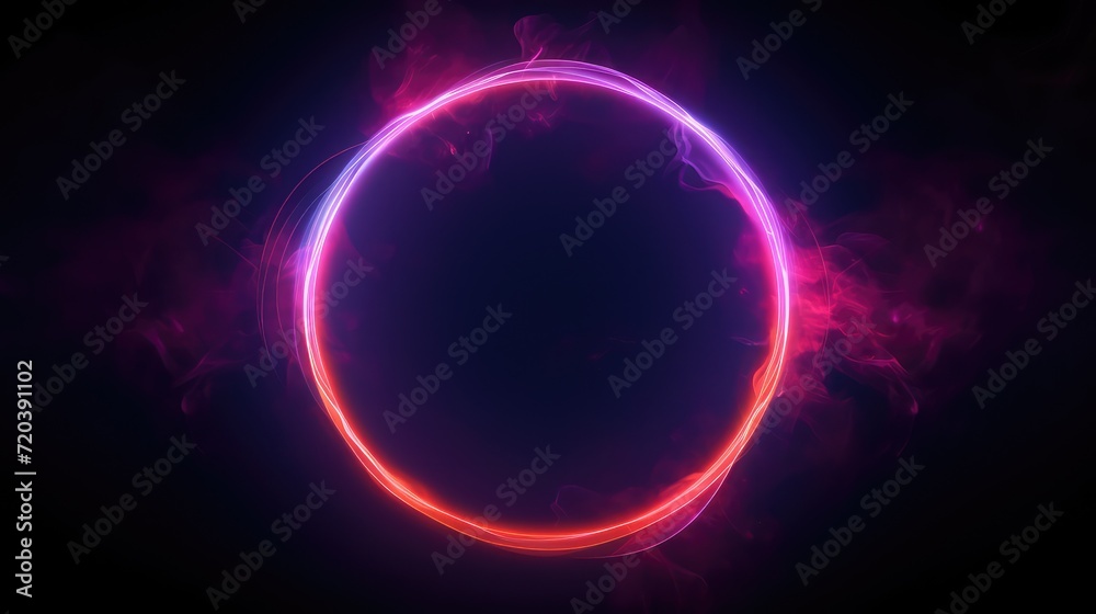 Background of a circle with glowing effects. AI generated.