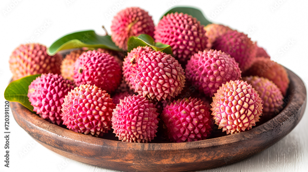 View of Delicious fresh Fruit Lychee on a white background