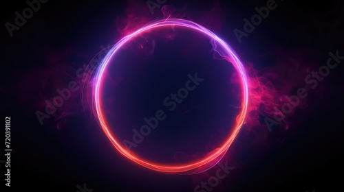 Background of a circle with glowing effects. AI generated.