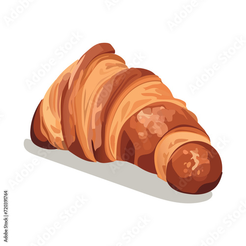 Food element of colorful set. This mouthwatering croissant showcase precision in design meets the mouthwatering allure of this classic pastry against a pristine white canvas. Vector illustration.