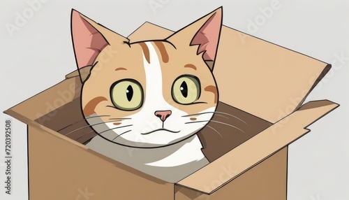 A cat in a brown box