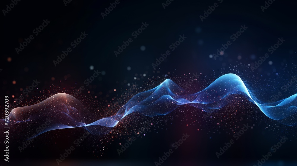 Digital abstract background, used for technological processes, neural networks, digital data storage, education, the basics of artificial intelligence. Cybernetic or technological wave background, ban - obrazy, fototapety, plakaty 