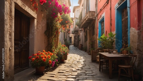 Fototapeta Naklejka Na Ścianę i Meble -  a narrow alleyway adorned with colorful street art