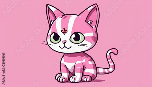 A cute pink and white cat with a star on its forehead