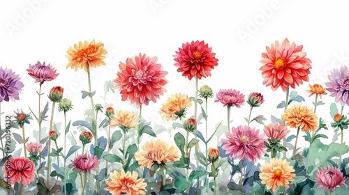 Detailed Watercolor Illustration of Chrysanthemum Plants and Flowers for Architects Generative AI