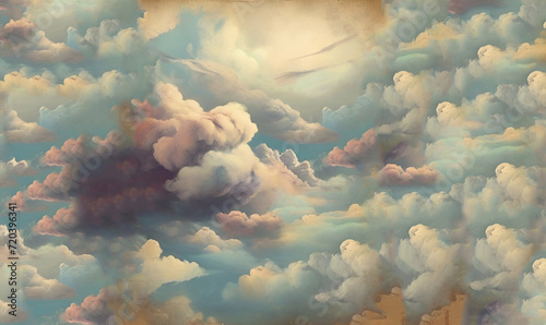 Painting of some clouds in the sky generative ai photo
