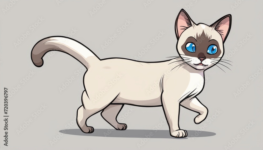 A white cat with blue eyes walking on the ground