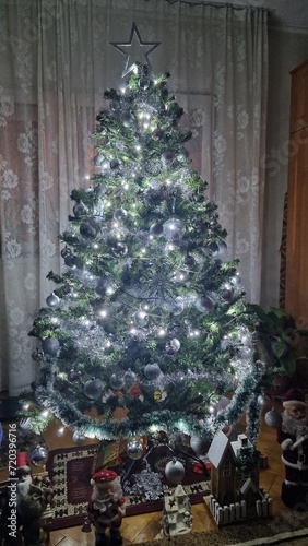 living room with christmas tree