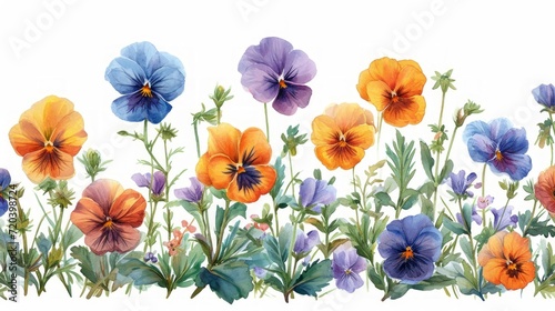 Pastel Pansy Plants and Florals  Detailed Watercolor Illustration for Architects Generative AI