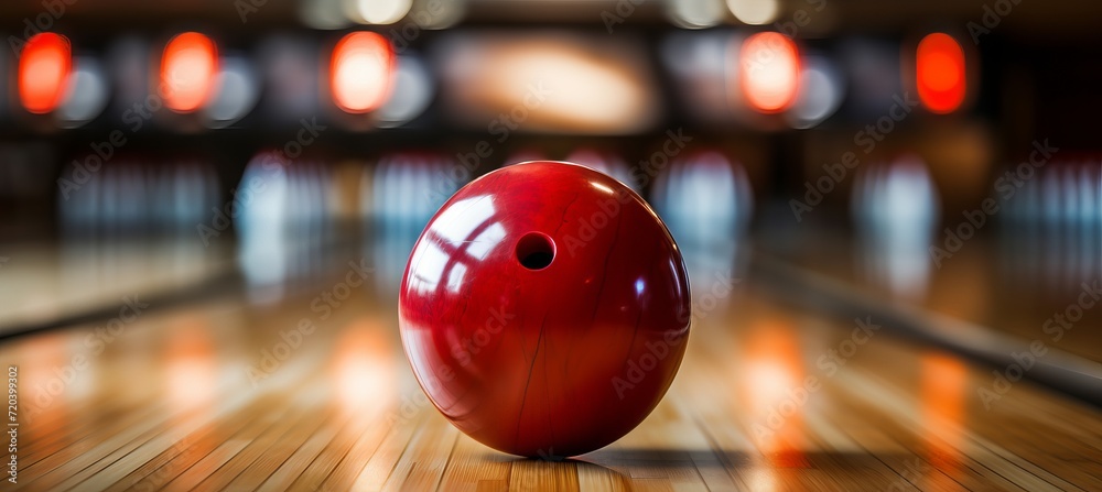 Bowling strike ball crashing into pins on alley sport competition or tournament concept Bowling strike ball crashing into pins on alley sport competition or tournament concept