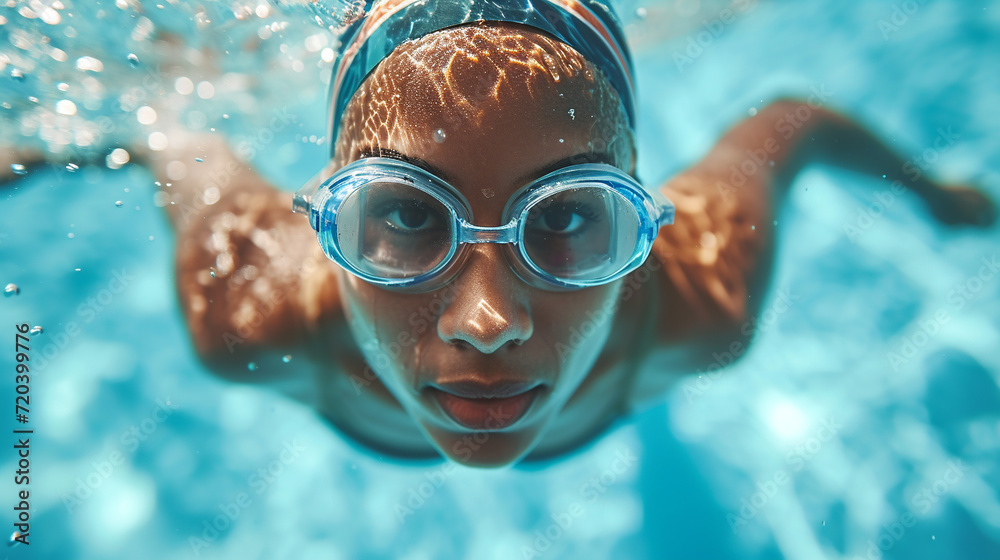 Naklejka premium Female swimmer in the pool.