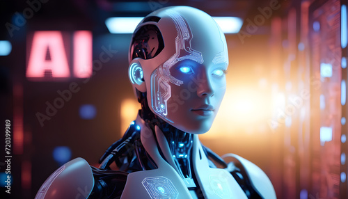 AI future technology concept robotic science bokeh background