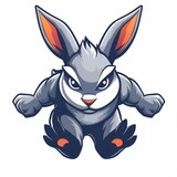 Fierce Leaping Rabbit Esports Logo with Flat Color Design Generative AI