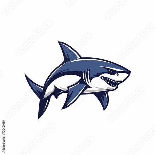 Fierce Leaping Shark Logo in Flat Design with Symmetrical Lines Generative AI