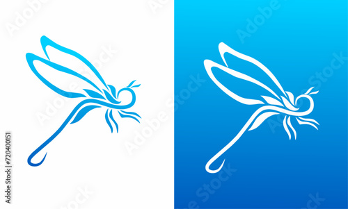 vector graphic illustration of blue dragonfly logo design template