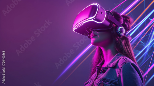 wallpaper of a woman in VR headset with glowing lines
