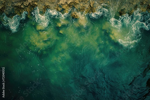 An aerial photograph of a water body. Generative Ai.