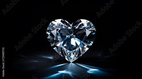 heart shaped diamond on black dark background