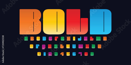 modern typography alphabet design. color font style. playful modern alphabet design
