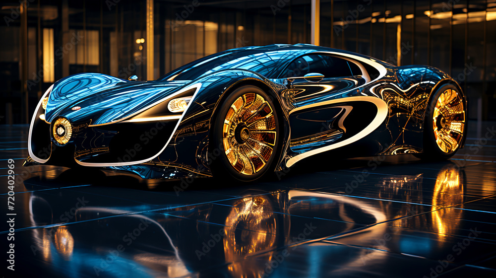 Futuristic Concept Sports Car Reflecting Elegance created with Generative AI technology