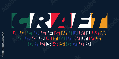 modern typography alphabet design. color font style. playful modern alphabet design