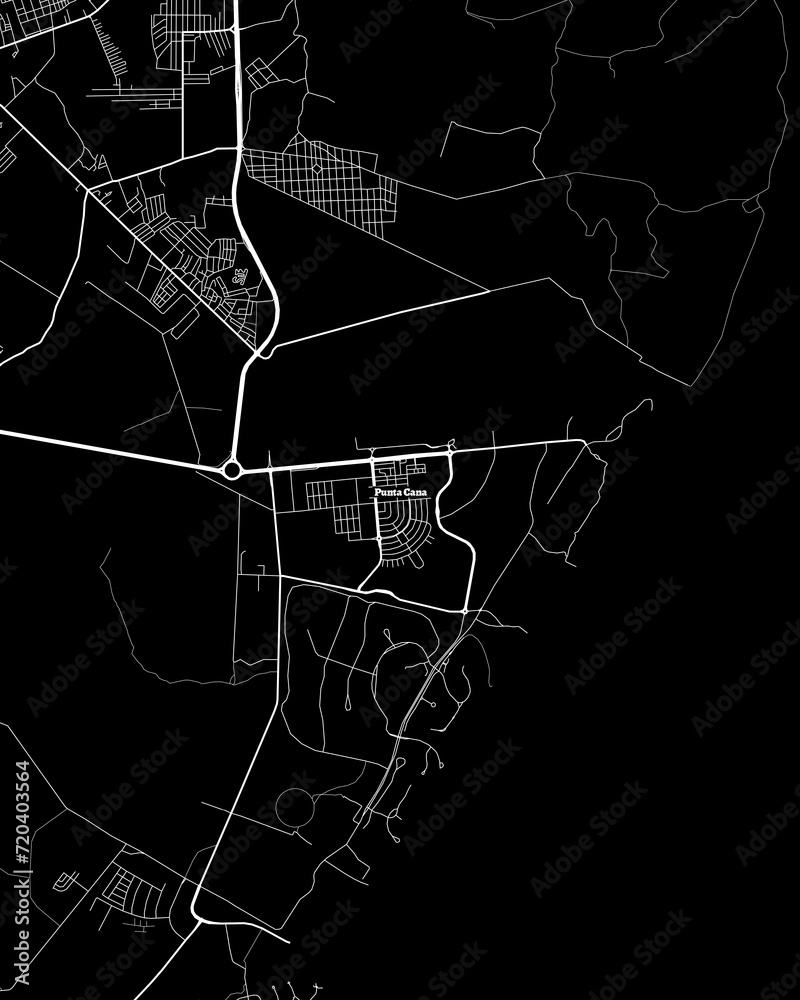 Punta Cana Dominican Republic Map, Detailed Dark Map of Punta Cana Dominican Republic