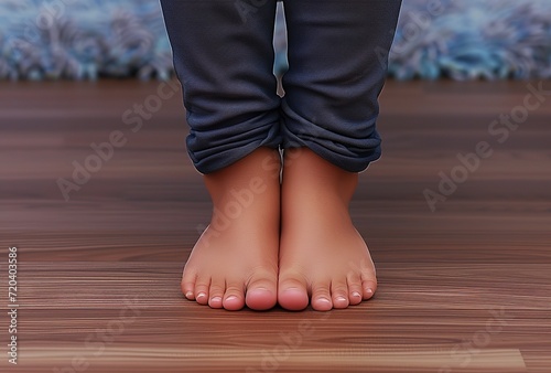 Close-up of children's bare feet - concept of relaxation and comfort at home