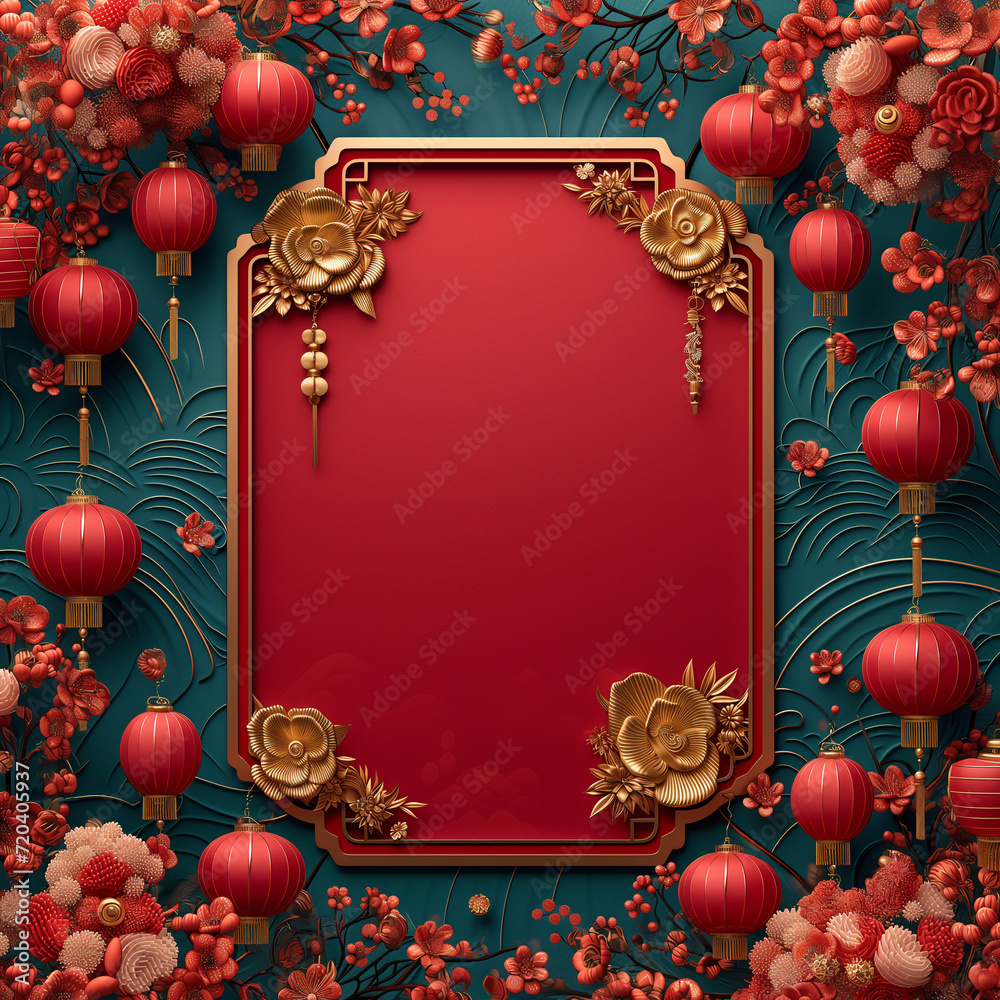 Chinese New Year Postcard, Dragon Pattern Chinese New Year Postcard, Dragon Pattern