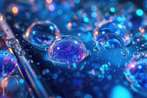 A close-up of a phone covered with bubbles. Generative Ai.