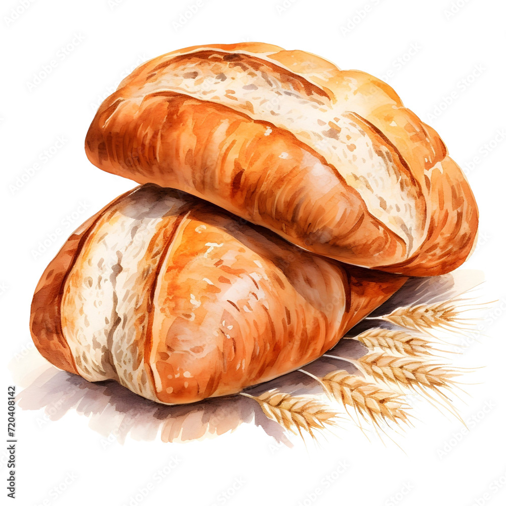 simple clip art of bread,watercolor illustration